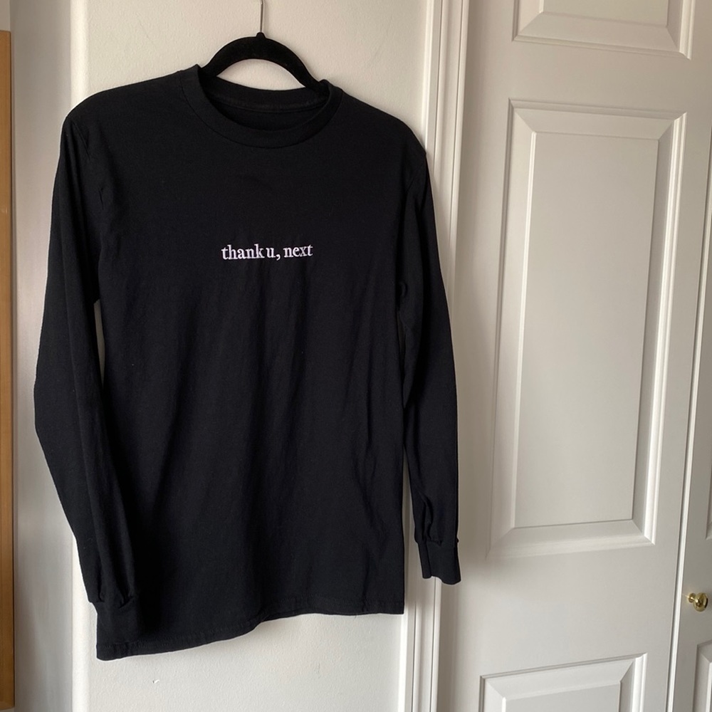Ariana Grande - “thank u, next” Embroidered Black Crew Neck T-Shirt